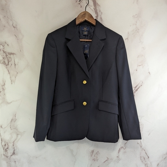 Brooks Brothers Blazer Women 6 P Black Wool 346 Loro Piana 2 Gold Button Jacket - Picture 1 of 12